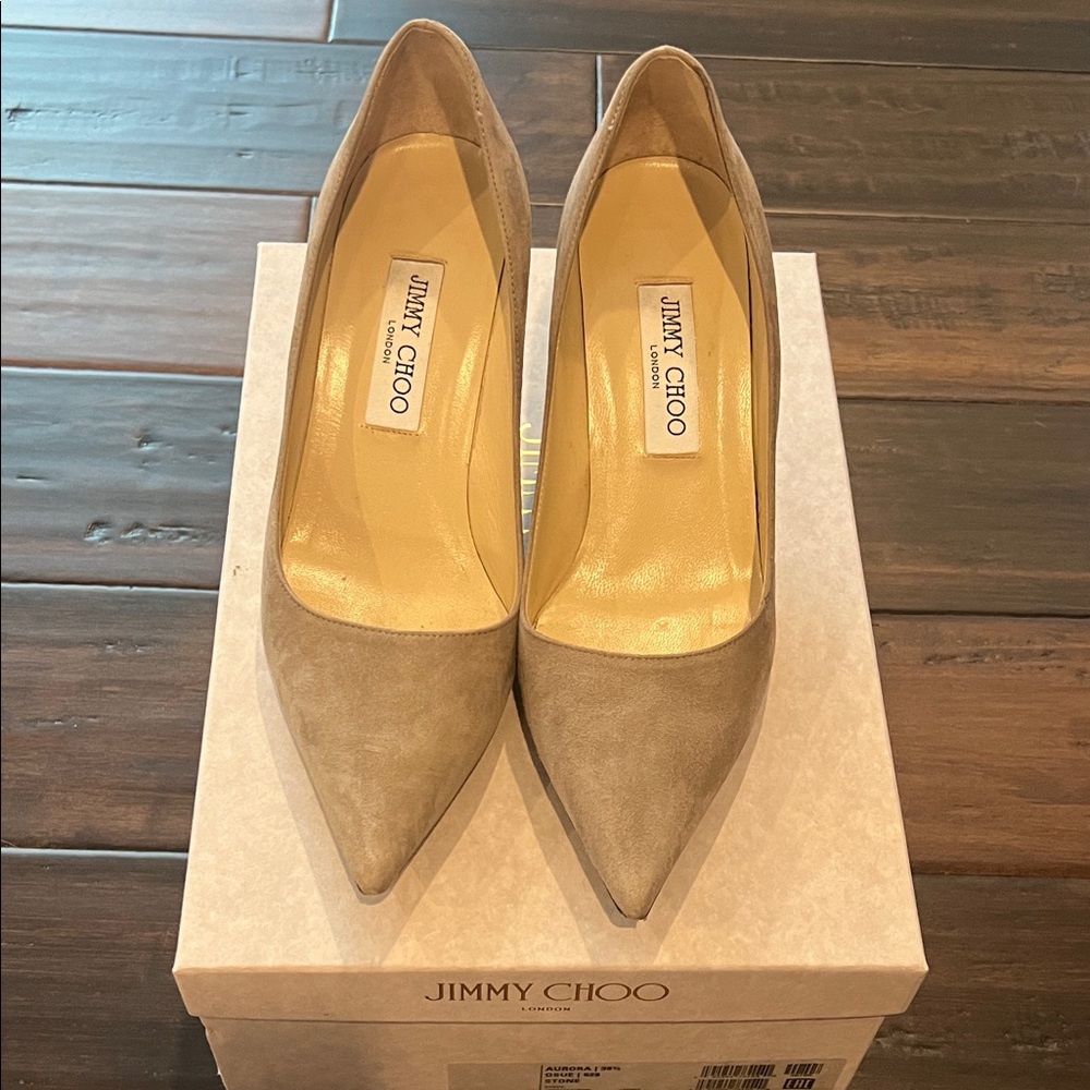Jimmy Choo Stone Suede Heels